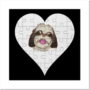 Shih Tzu Heart Jigsaw Pieces Design - Gift for Shih Tzu Lovers Posters and Art